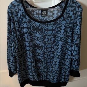 Bobeau Geometric Print Blouson Top